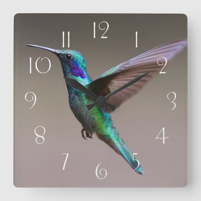 Reloj Cuadrado Gorgeous hummingbird in flight (Anverso)