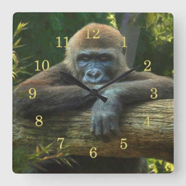 RELOJ CUADRADO GORILLA "SAVE NUESTRAS ESPECIES" (Anverso)