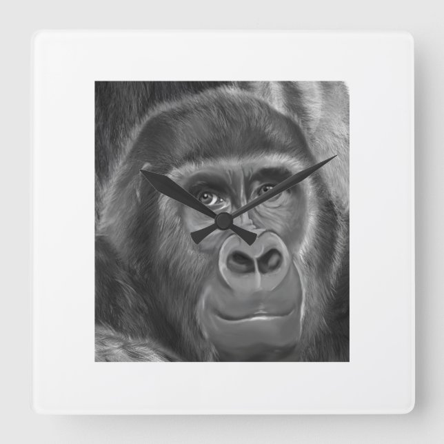 Reloj Cuadrado Gorilla sucking fingers Clock2 指しゃぶりのゴリラ時計 (Anverso)