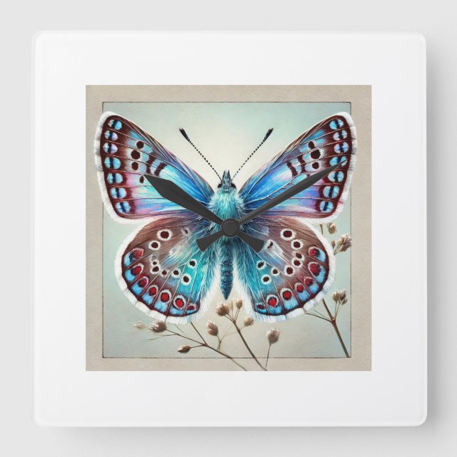 Reloj Cuadrado GossamerWinged Butterfly 020924IREF218 - Watercolo (Anverso)