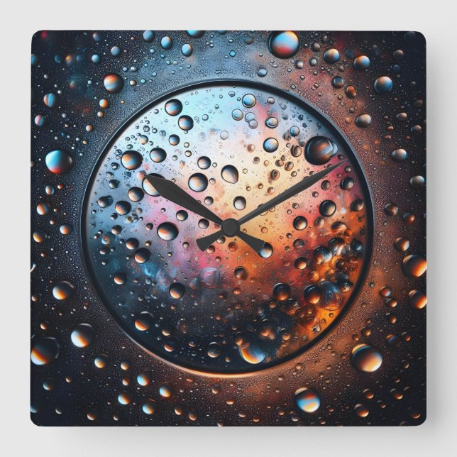 Reloj Cuadrado gotas de agua (Anverso)