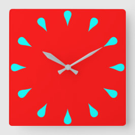 Reloj Cuadrado Gotas de lluvia en cián