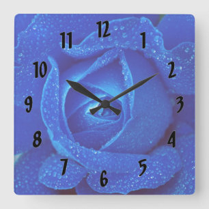 Reloj Cuadrado Gotas De Lluvia En Un Rosa Azul