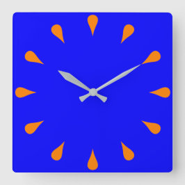 Reloj Cuadrado gotas de lluvia naranja