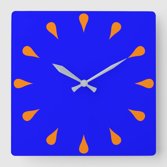 Reloj Cuadrado gotas de lluvia naranja (Anverso)