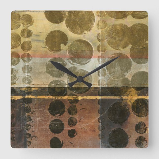 Reloj Cuadrado Gotitas verdes circulares (Anverso)