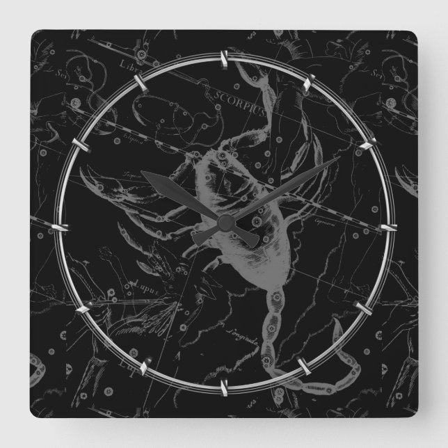 Reloj Cuadrado Grabado de Constanza Escorpio Hevelius 1690 (Anverso)