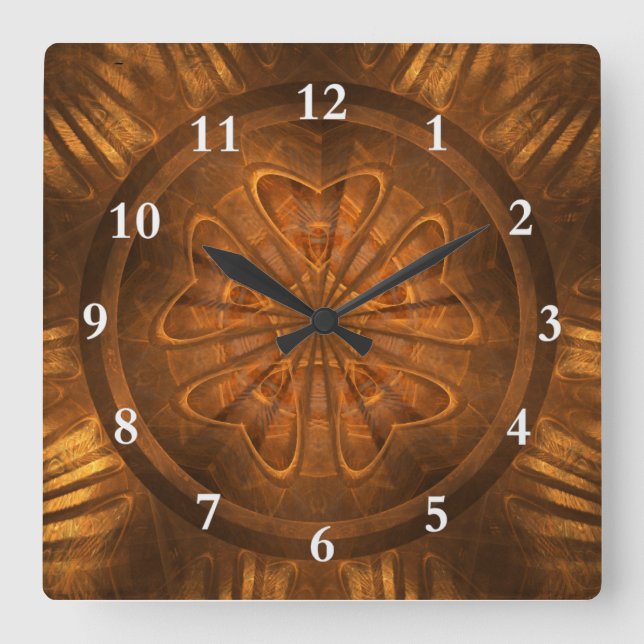 Reloj Cuadrado Grabado de madera (Anverso)