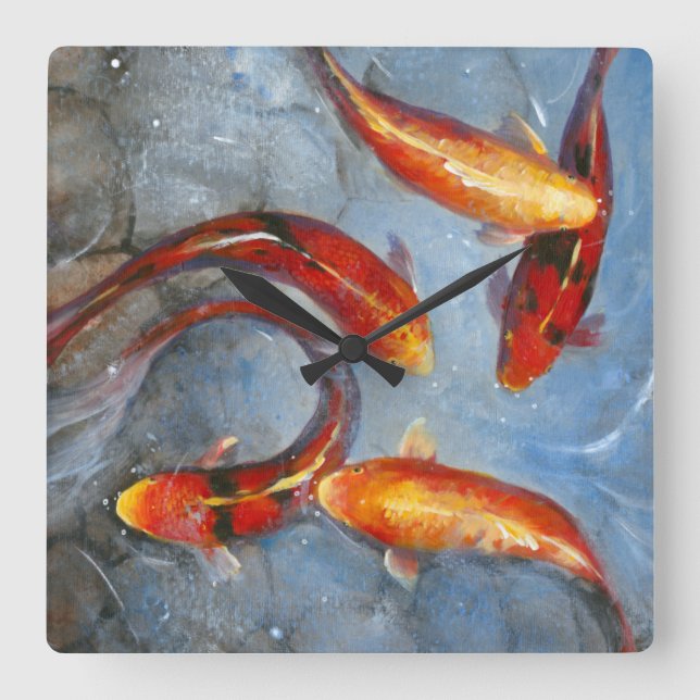 Reloj Cuadrado Graceful Koi I (Anverso)