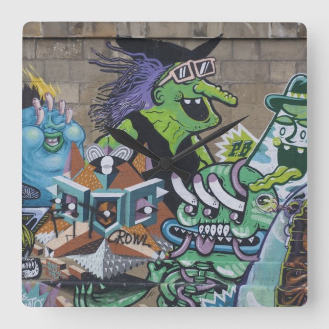 Reloj Cuadrado Graciosa Bruja Verde Malvada (Anverso)