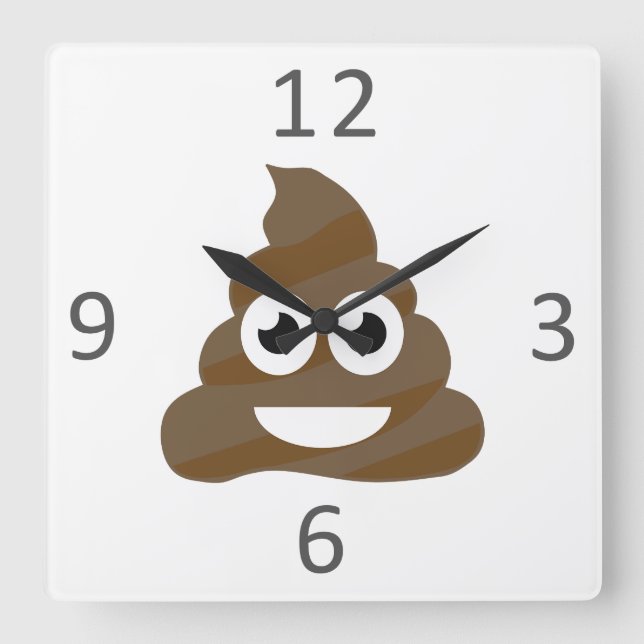 Reloj Cuadrado Graciosa Emoji de Cute Poop (Anverso)