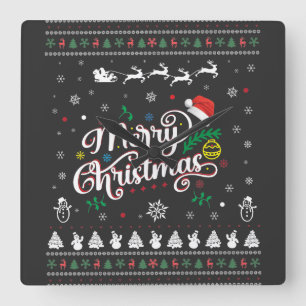Reloj Cuadrado Graciosa Feliz Navidad
