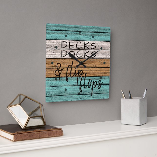 Reloj Cuadrado Gracioso Arte De Cita De Verano En La Playa De La  (Oficina)