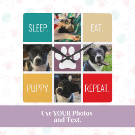 Reloj Cuadrado Gracioso Cachorro Dormir Comer Perro Repetido Colo