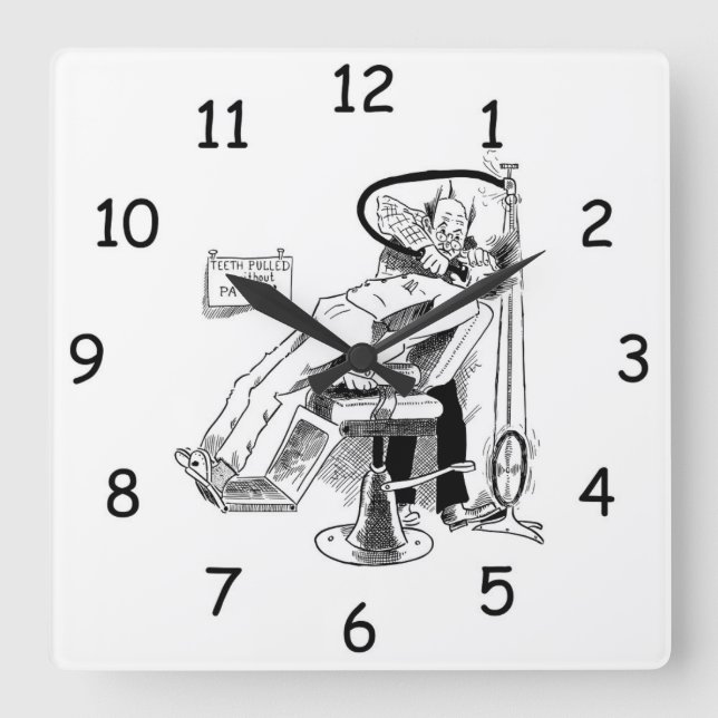 Reloj Cuadrado Gracioso Esbozo Dentista (Anverso)