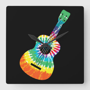 Reloj Cuadrado Gracioso Hippie Arco Iris Tye Guitarra Acústica P