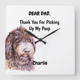 Reloj Cuadrado Gracioso Newfypoo Dad Watercolor Canina Art