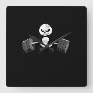 Reloj Cuadrado Gracioso Panda Workout Kitten Gym Deadlift Power