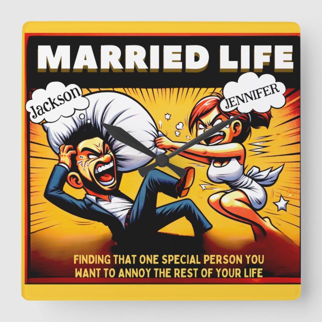 Reloj Cuadrado Gracioso regalo de Personalizable de aniversario m (Anverso)