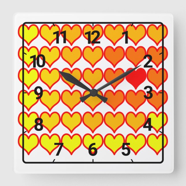Reloj Cuadrado Gradient heart pattern (Anverso)