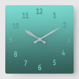 Reloj Cuadrado Gradient Simple Colorful Teal
