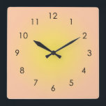 Reloj Cuadrado Gradiente amarillo ocaso de color amarillo ocaso<br><div class="desc">Hermosa acuarela digital Peach Yellow gradiente diseño sombrío. Regalos de verano degradados.</div>