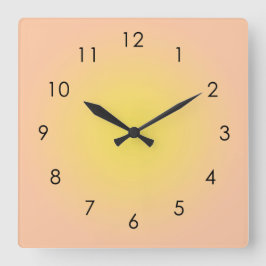 Reloj Cuadrado Gradiente amarillo ocaso de color amarillo ocaso