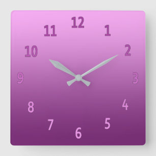 Reloj Cuadrado Gradiente Color simple rosa