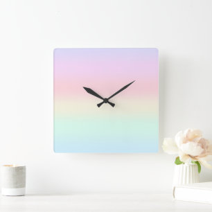 Reloj Cuadrado Gradiente colorido moderno Color del agua Arcoiris
