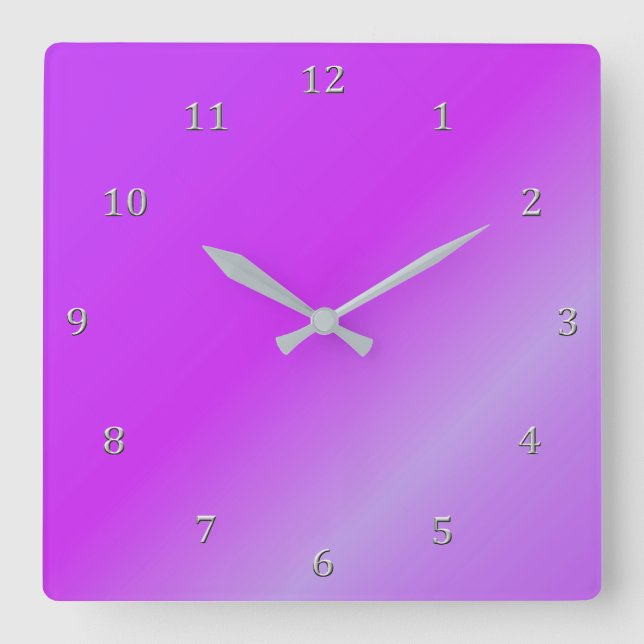 Reloj Cuadrado Gradiente de gradiente de magenta del vino púrpura (Anverso)