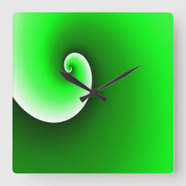 Reloj Cuadrado Gradiente en espiral verde blanco