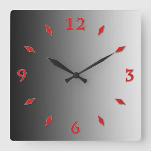 Reloj Cuadrado Gradiente gris, marcado rojo.