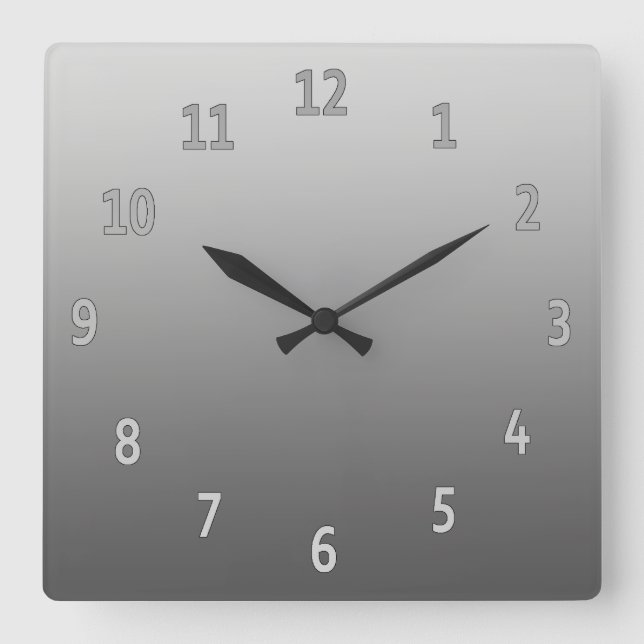 Reloj Cuadrado Gradiente Gris simple (Anverso)