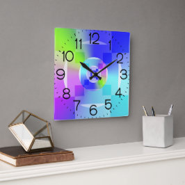 Reloj Cuadrado Gradiente iris iridiscente arte fractal delgado