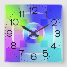 Reloj Cuadrado Gradiente iris iridiscente arte fractal delgado