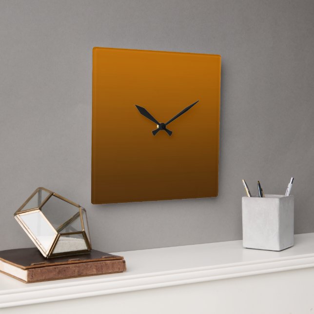 Reloj Cuadrado Gradiente Naranja - profundo a claro | Fondo de Án (Oficina)