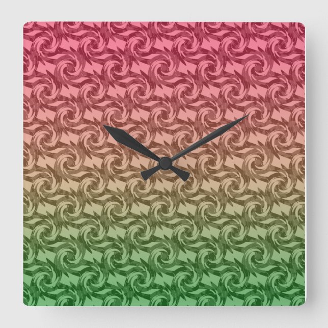 Reloj Cuadrado Gradiente rosa verde (Anverso)