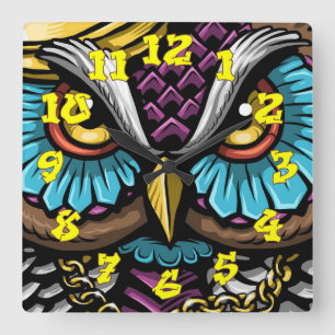 Reloj Cuadrado Graffiti Antecedentes con los números del graffiti