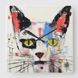 Reloj Cuadrado Graffiti Cat Urban Cool Feline