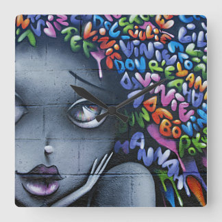Reloj Cuadrado Graffiti de hada linda
