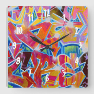 Reloj Cuadrado Graffiti Design Wall Clock