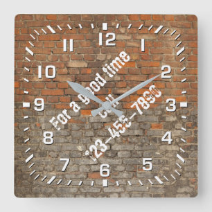 Reloj Cuadrado Graffiti Worn Bricks Personalize