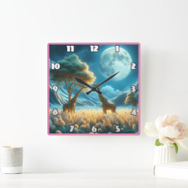 Reloj Cuadrado Grafias bajo la luz de la luna en África