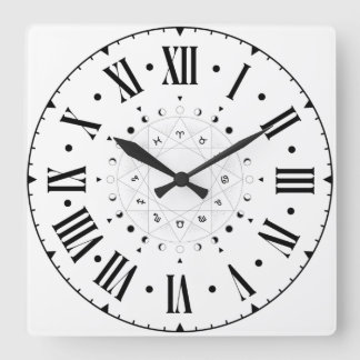 Reloj Cuadrado Gráfica de astrología con números romanos