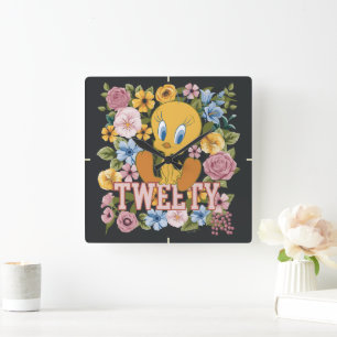 Reloj Cuadrado Gráfico de bordado floral TWEETY™
