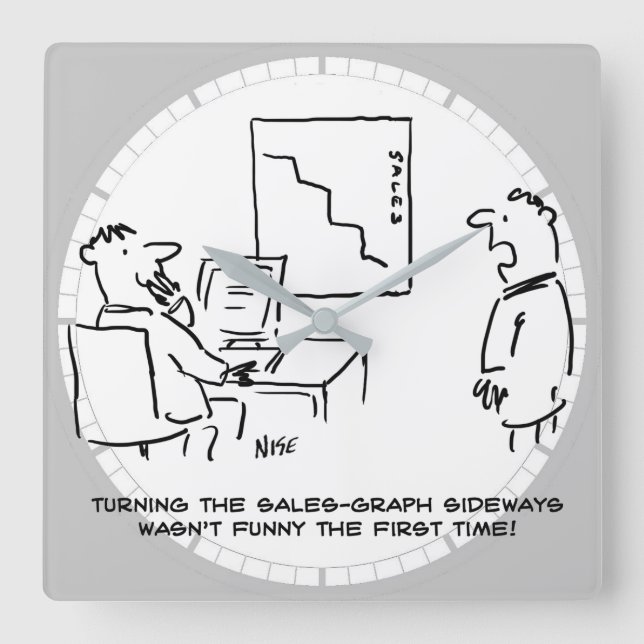 Reloj Cuadrado Gráfico de ventas de Office girado a un lado (Anverso)