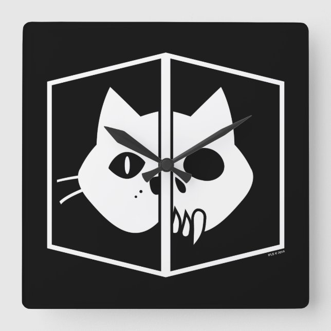 Reloj Cuadrado Gráfico del gato de Schrödinger (Anverso)