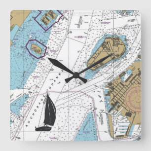 Reloj Cuadrado Gráfico del puerto de Nueva York