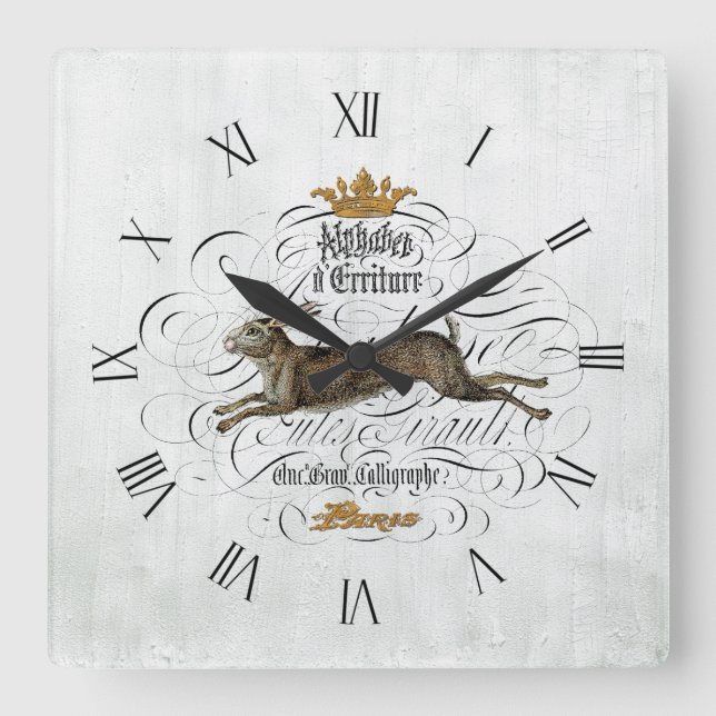 Reloj Cuadrado Gráfico francés vintage (Anverso)