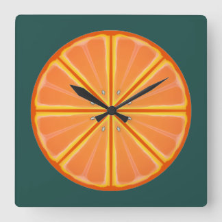 Reloj Cuadrado Gráfico Retro Naranja Sobre Oliva